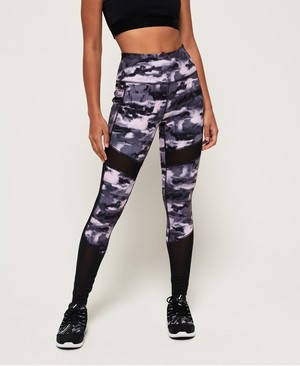 Superdry Active Studio Mesh Leggings Női Sportruházat Fekete/Lila | KHRWN2970